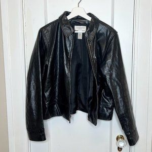 Vintage Liz Claiborne Shiny Leather Zip-Front Jacket - XL Lizsport